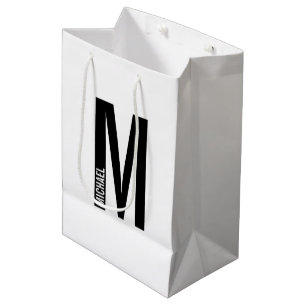 Modern Personalised Bold Monogram and Name Medium Gift Bag