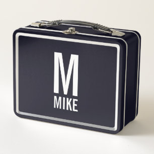 Modern Personalised Bold Monogram and Name Metal Lunch Box