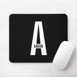Modern Personalised Bold Monogram and Name Mouse Mat