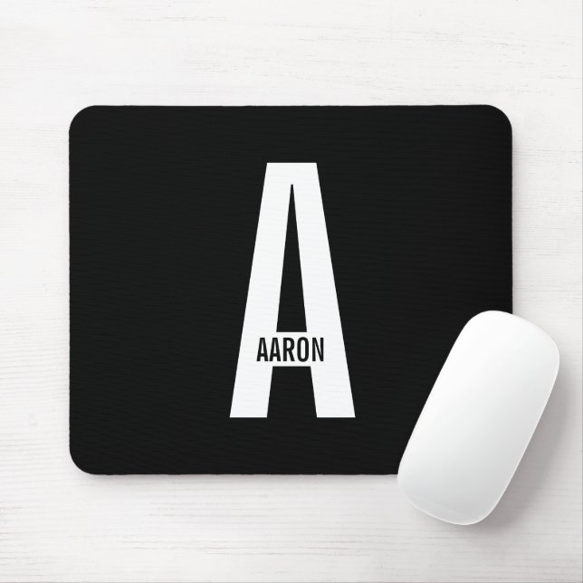 Modern Personalised Bold Monogram and Name Mouse Mat (With Mouse)