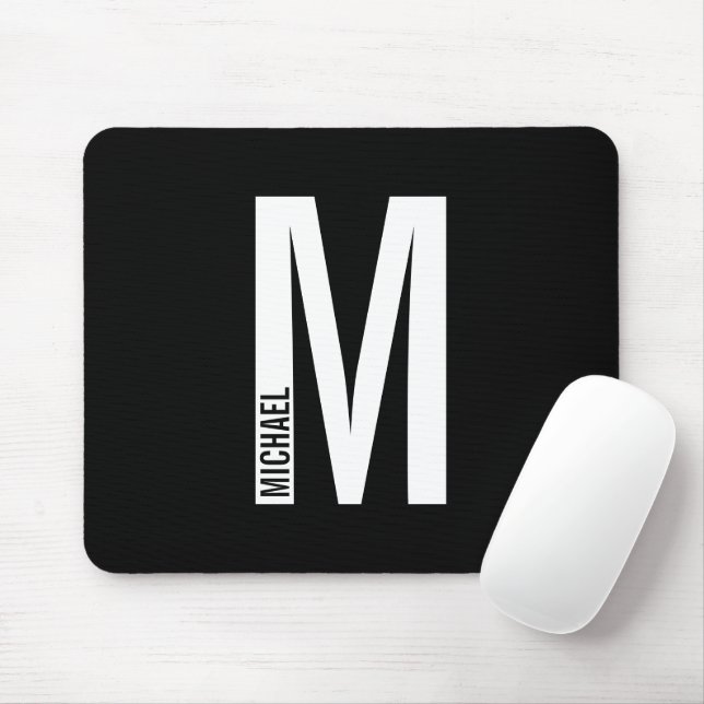 Modern Personalised Bold Monogram and Name Mouse Mat (With Mouse)