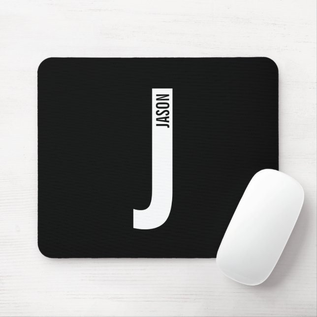 Modern Personalised Bold Monogram and Name Mouse Mat (With Mouse)
