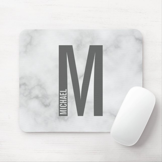 Modern Personalised Bold Monogram and Name Mouse Mat (With Mouse)