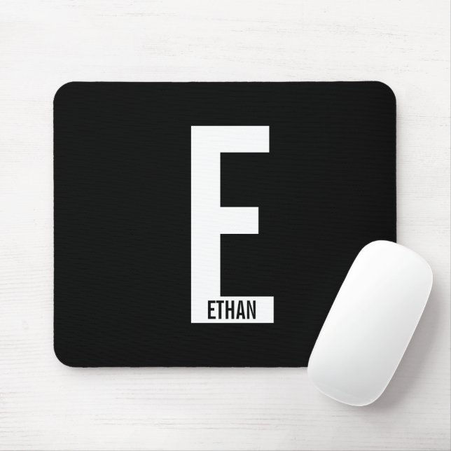 Modern Personalised Bold Monogram and Name Mouse Mat (With Mouse)