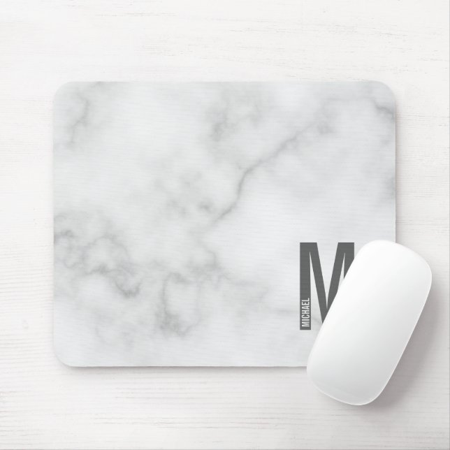 Modern Personalised Bold Monogram and Name Mouse Mat (With Mouse)