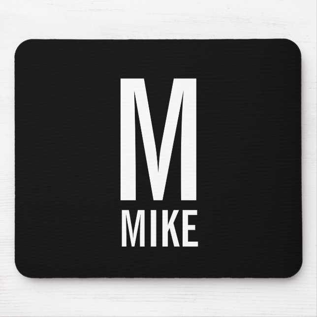 Modern Personalised Bold Monogram and Name Mouse Mat (Front)