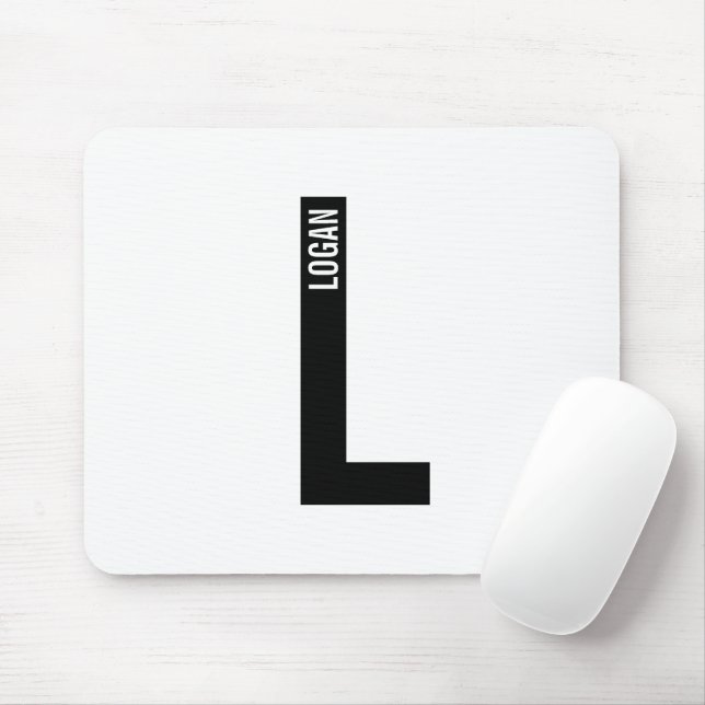Modern Personalised Bold Monogram and Name Mouse Mat (With Mouse)