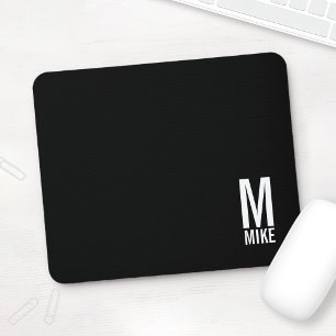Modern Personalised Bold Monogram and Name Mouse Mat
