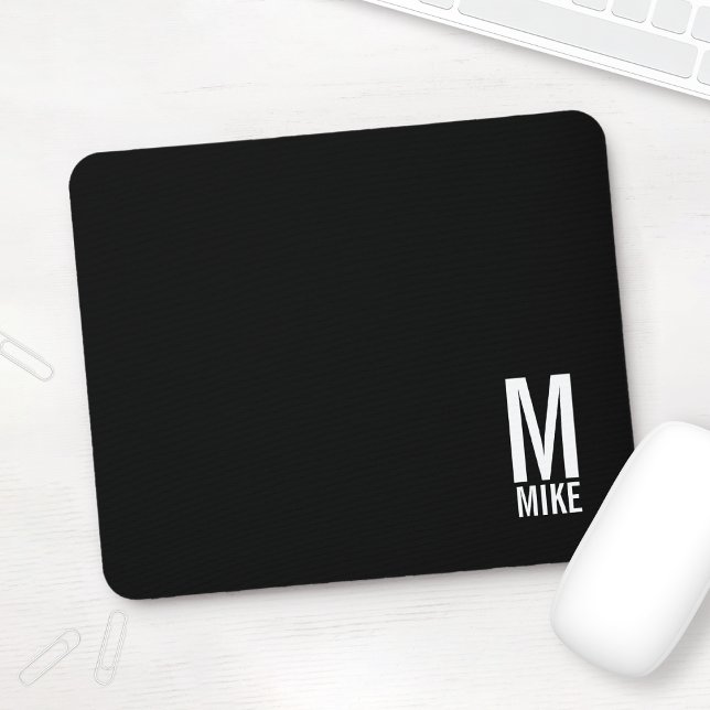 Modern Personalised Bold Monogram and Name Mouse Mat (Creator Uploaded)
