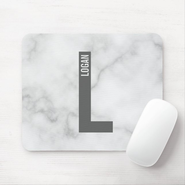 Modern Personalised Bold Monogram and Name Mouse Mat (With Mouse)