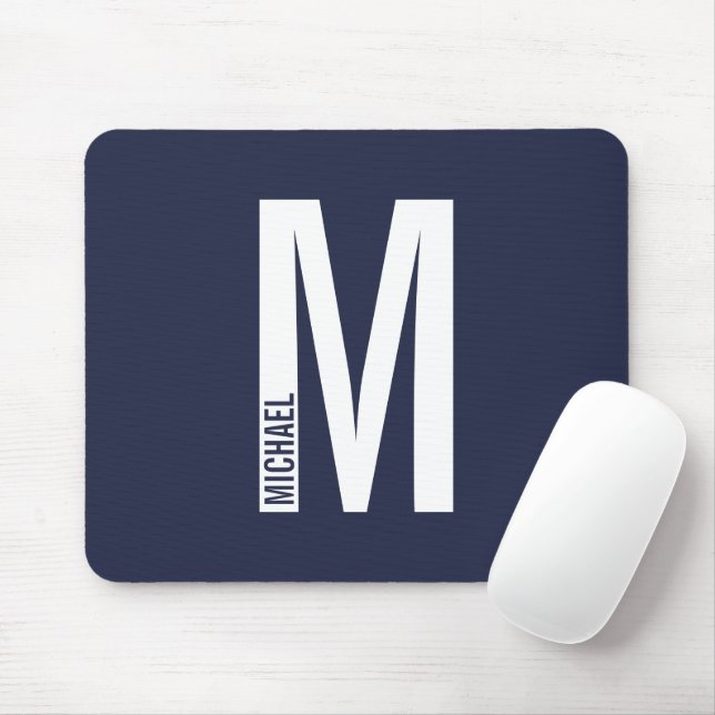Modern Personalised Bold Monogram and Name Mouse Mat (With Mouse)