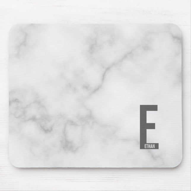 Modern Personalised Bold Monogram and Name Mouse Mat (Front)