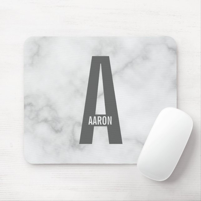 Modern Personalised Bold Monogram and Name Mouse Mat (With Mouse)