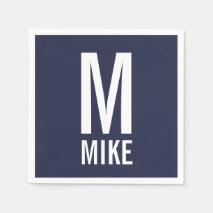 Modern Personalised Bold Monogram and Name Napkin