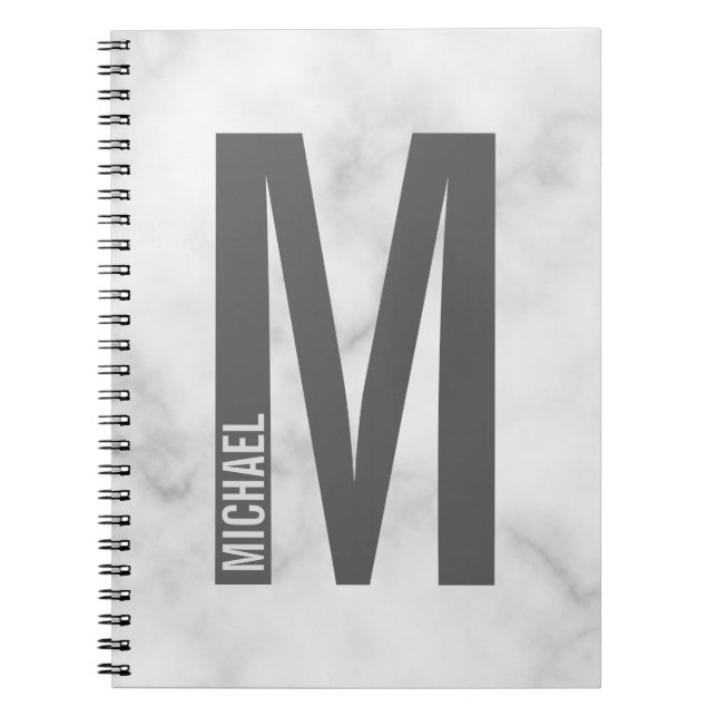 Modern Personalised Bold Monogram and Name Notebook (Front)