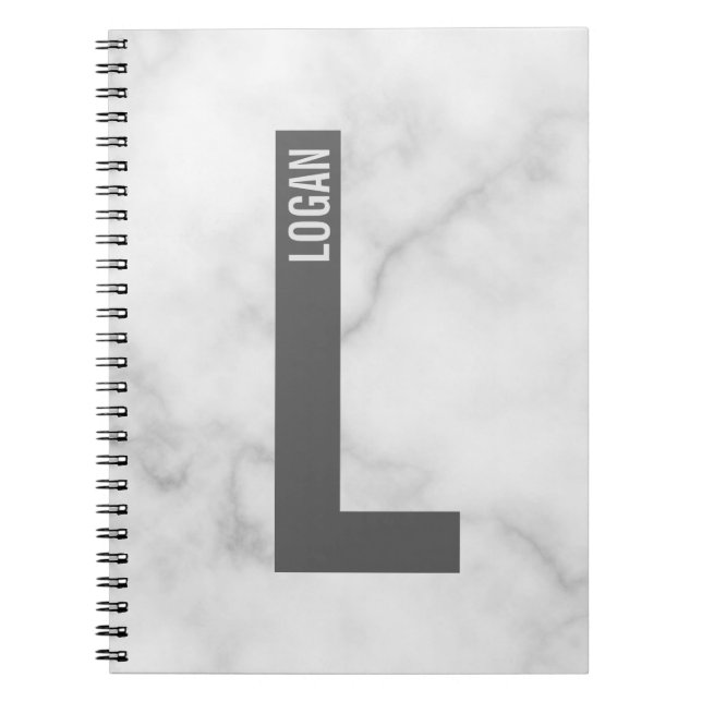 Modern Personalised Bold Monogram and Name Notebook (Front)