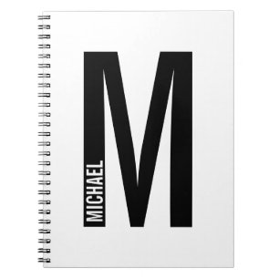 Modern Personalised Bold Monogram and Name Notebook
