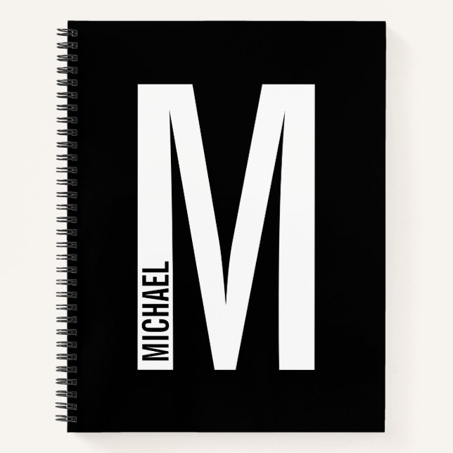 Modern Personalised Bold Monogram and Name Notebook (Front)