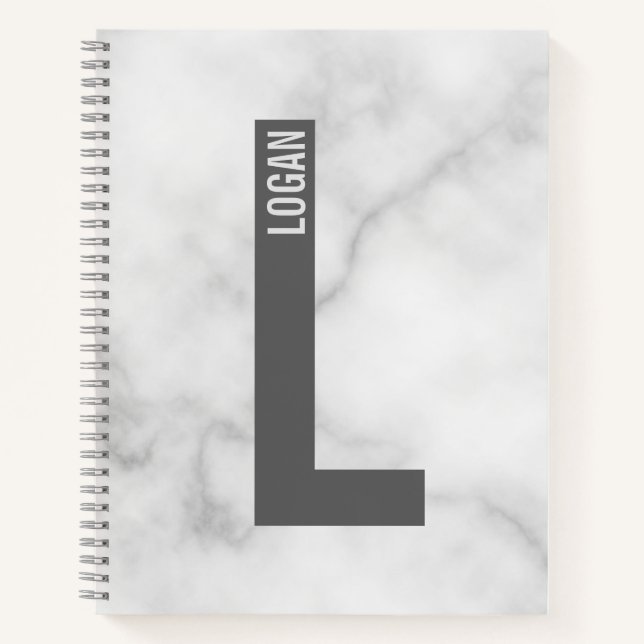 Modern Personalised Bold Monogram and Name Notebook (Front)