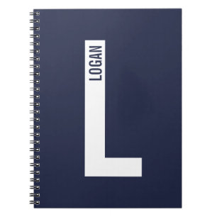 Modern Personalised Bold Monogram and Name Notebook