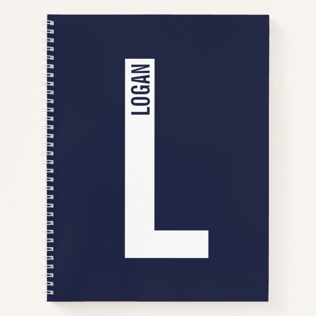 Modern Personalised Bold Monogram and Name Notebook (Front)