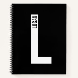 Modern Personalised Bold Monogram and Name Notebook