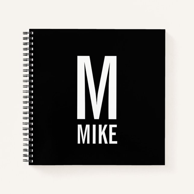 Modern Personalised Bold Monogram and Name Notebook (Front)