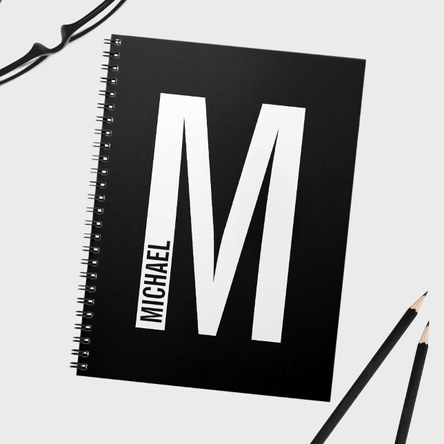 Modern Personalised Bold Monogram and Name Notebook (Creator Uploaded)