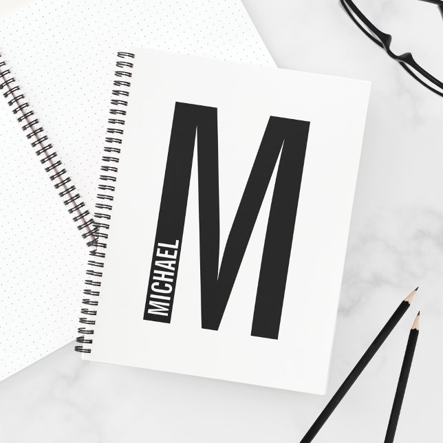 Modern Personalised Bold Monogram and Name Notebook (Creator Uploaded)