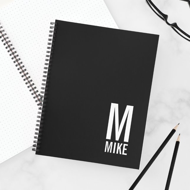 Modern Personalised Bold Monogram and Name Notebook (Creator Uploaded)