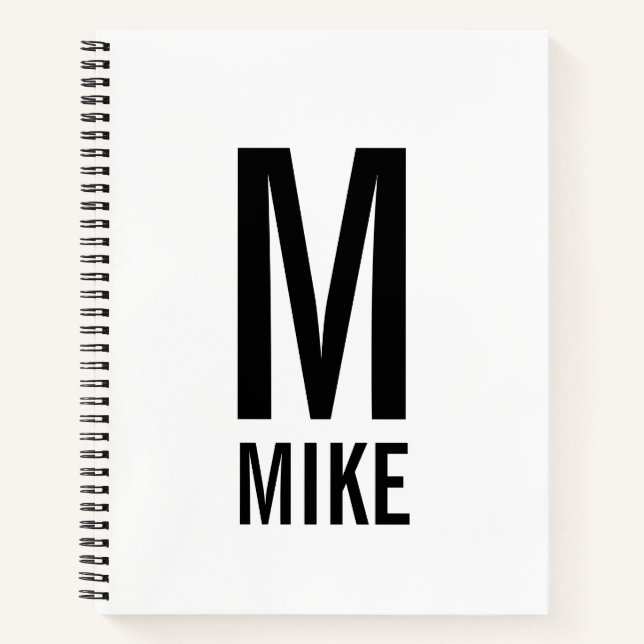 Modern Personalised Bold Monogram and Name Notebook (Front)