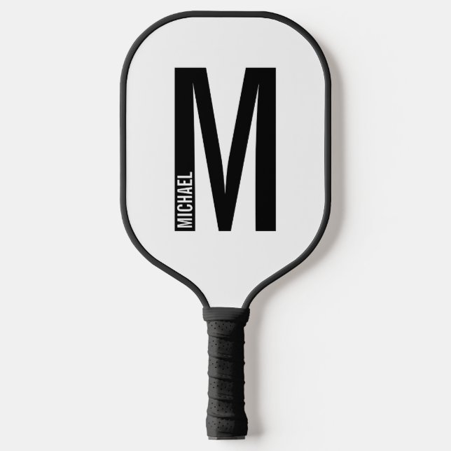 Modern Personalised Bold Monogram and Name Pickleball Paddle (Front)
