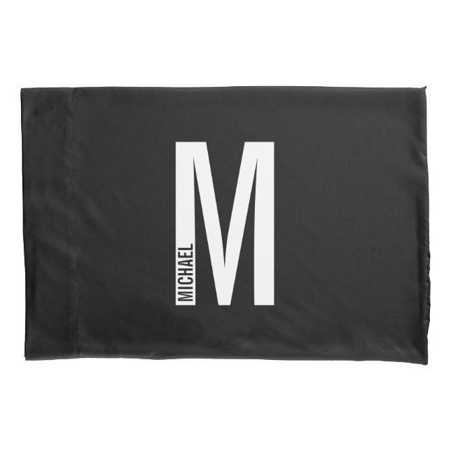 Modern Personalised Bold Monogram and Name Pillowcase (Front)
