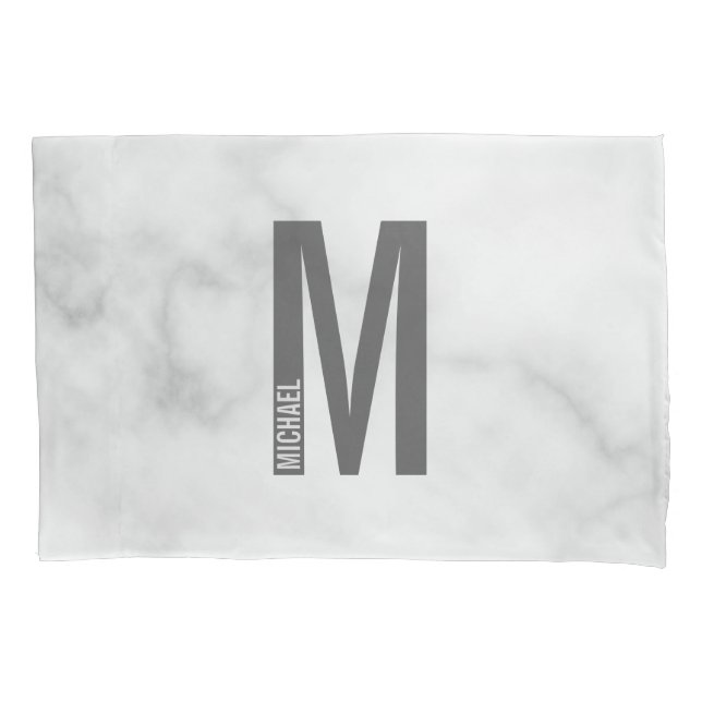 Modern Personalised Bold Monogram and Name Pillowcase (Front)