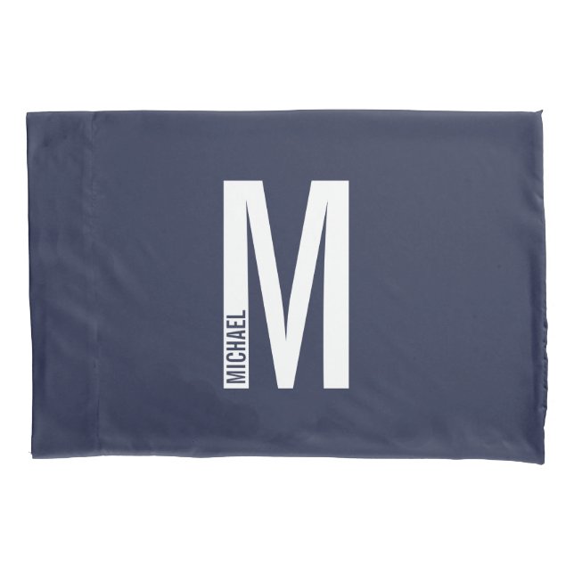 Modern Personalised Bold Monogram and Name Pillowcase (Front)