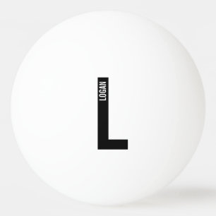 Modern Personalised Bold Monogram and Name Ping Pong Ball