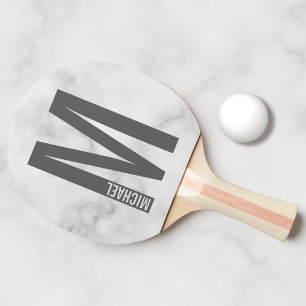 Modern Personalised Bold Monogram and Name Ping Pong Paddle