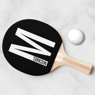 Modern Personalised Bold Monogram and Name Ping Pong Paddle
