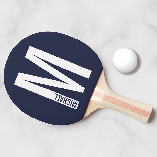 Modern Personalised Bold Monogram and Name Ping Pong Paddle (Creator Uploaded)