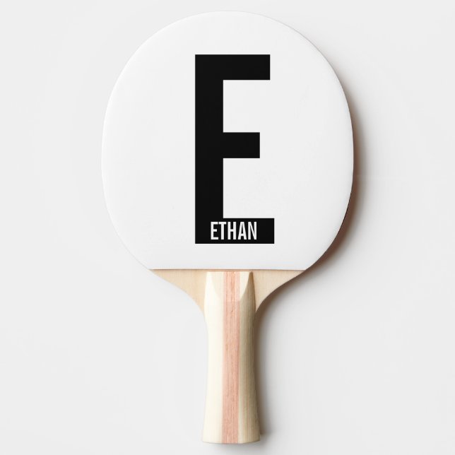 Modern Personalised Bold Monogram and Name Ping Pong Paddle (Front)