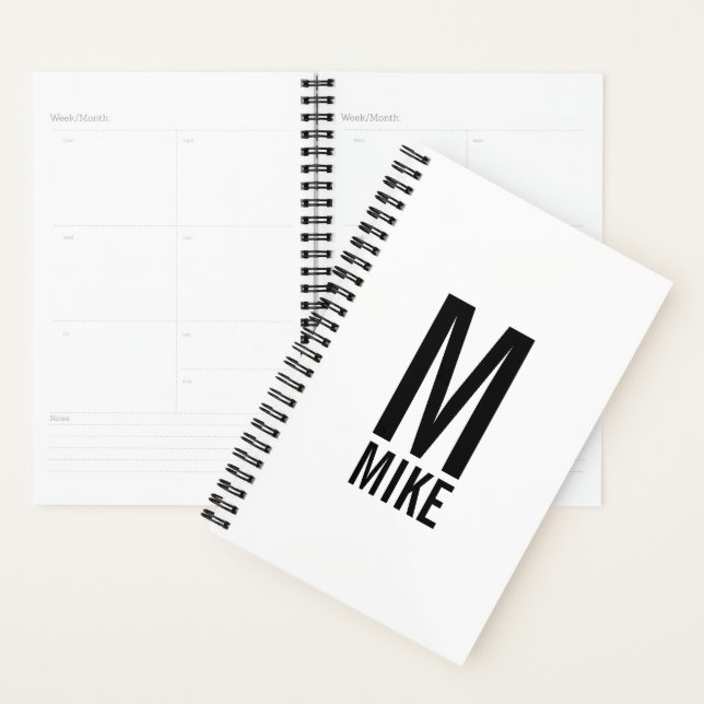 Modern Personalised Bold Monogram and Name Planner (Display)
