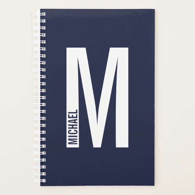 Modern Personalised Bold Monogram and Name Planner (Front)