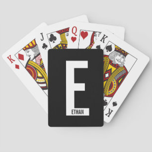 Modern Personalised Bold Monogram and Name Playing Cards