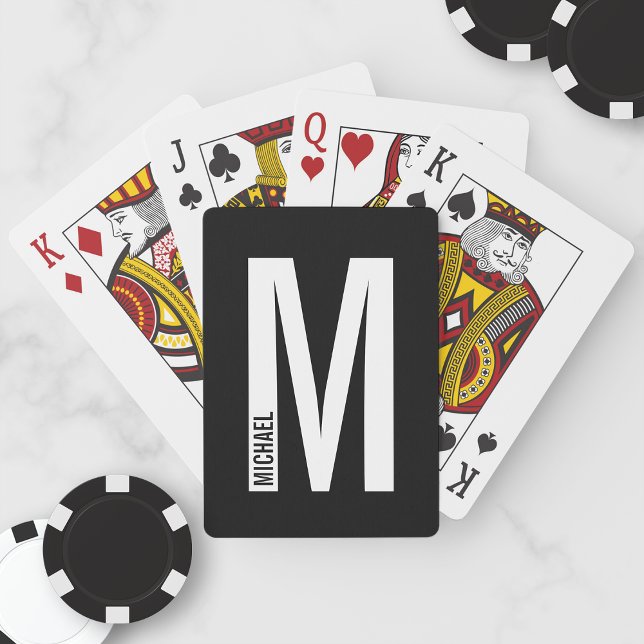 Modern Personalised Bold Monogram and Name Playing Cards (Creator Uploaded)