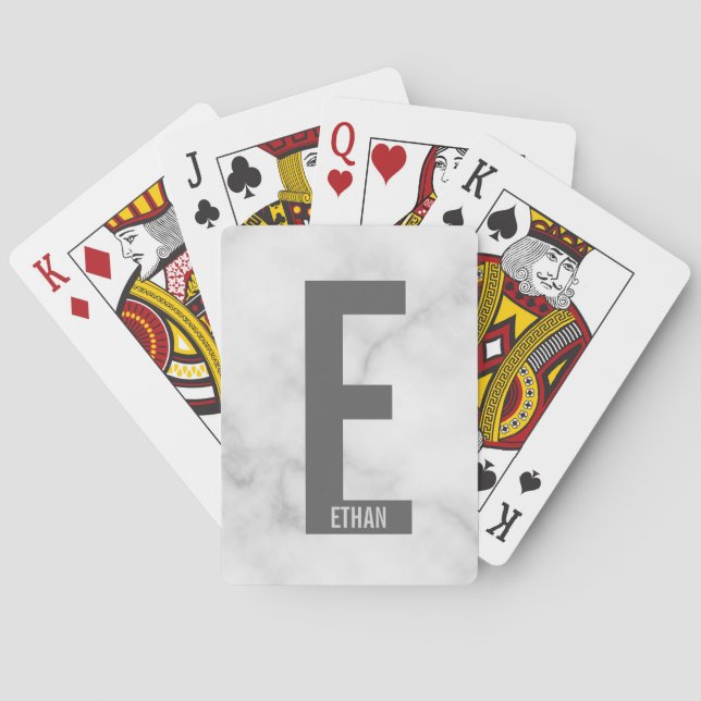 Modern Personalised Bold Monogram and Name Playing Cards (Back)