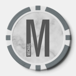 Modern Personalised Bold Monogram and Name Poker Chips