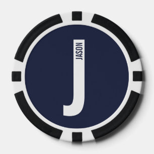 Modern Personalised Bold Monogram and Name Poker Chips