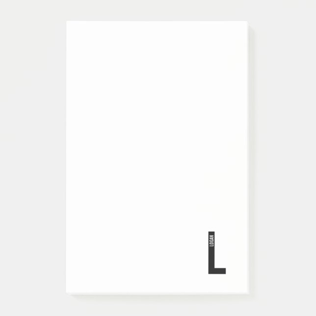 Modern Personalised Bold Monogram and Name Post-it Notes (Front)