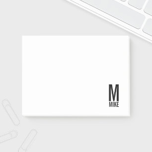 Modern Personalised Bold Monogram and Name Post-it Notes