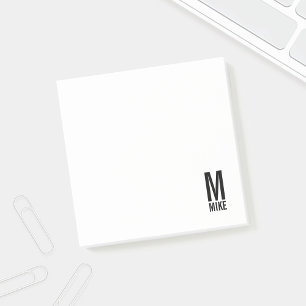 Modern Personalised Bold Monogram and Name Post-it Notes